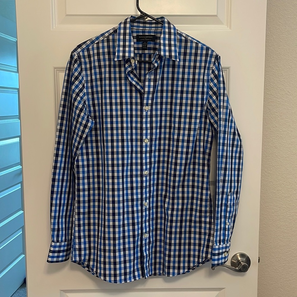Banana Republic No Iron Plaid Dress Shirt